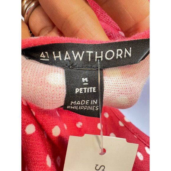 41 Hawthorn Annora Womens Faux Wrap Knit Dress Size MP Red Polka Dots Summer NWT - Picture 4 of 14